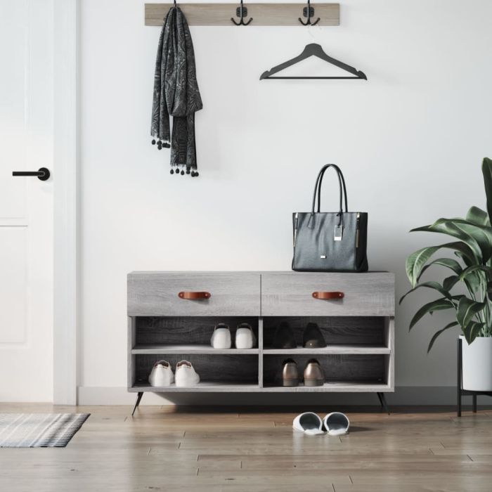 Shoe Bench Grey Sonoma 102x35x55 cm Engineered Wood
