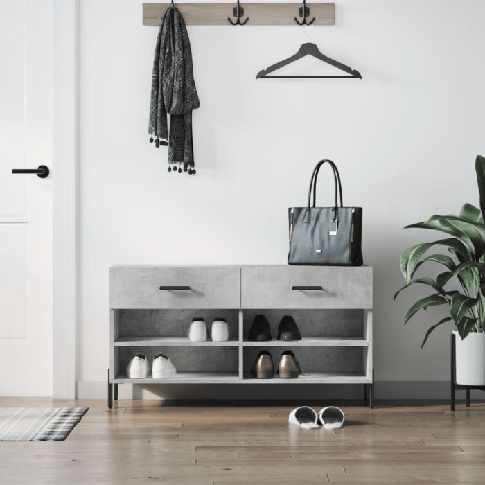 Shoe Bench Concrete Grey 102x35x55 cm Engineered Wood
