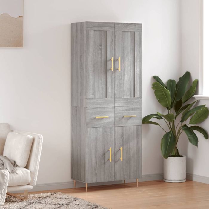 Highboard Grey Sonoma 69.5x34x180 cm Engineered Wood