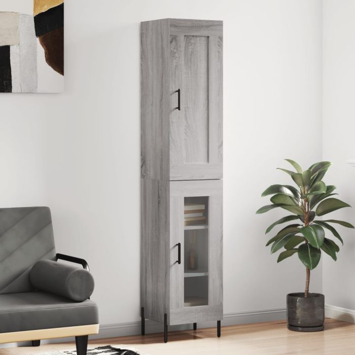 Highboard Grey Sonoma 34.5x34x180 cm Engineered Wood