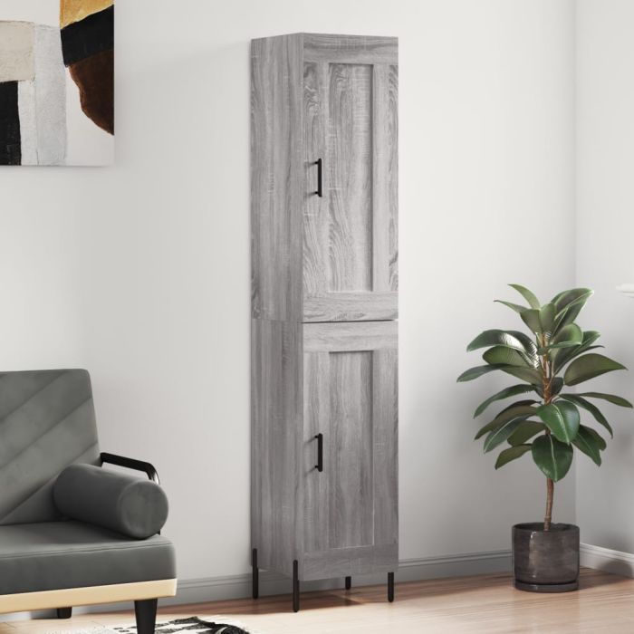 Highboard Grey Sonoma 34.5x34x180 cm Engineered Wood