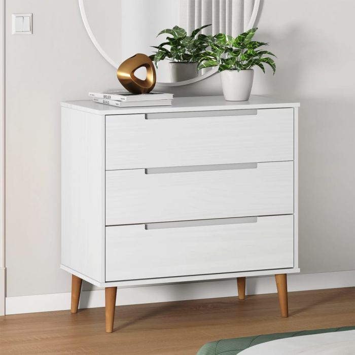 CARAMEL White Chest of Drawers - Medium-sized, 3 Drawers