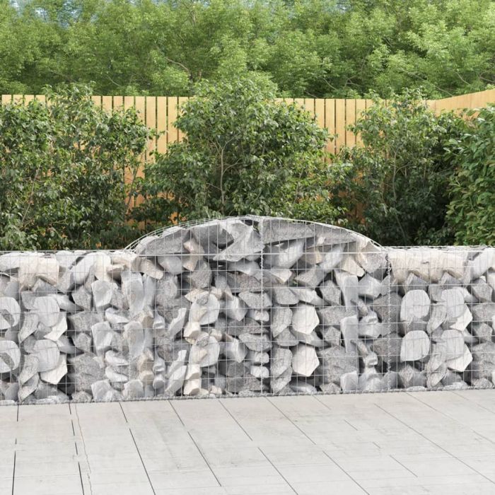 Arched Gabion Baskets 8 Pieces 300x50x80/100 cm Galvanised Iron