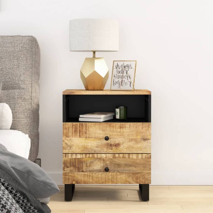 Bedside Table - CALGARY Joe Nightstand Natural Finish 50cm