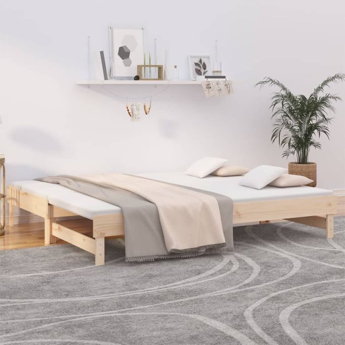 Pull-out Day Bed 2x(90x200) cm Solid Wood Pine