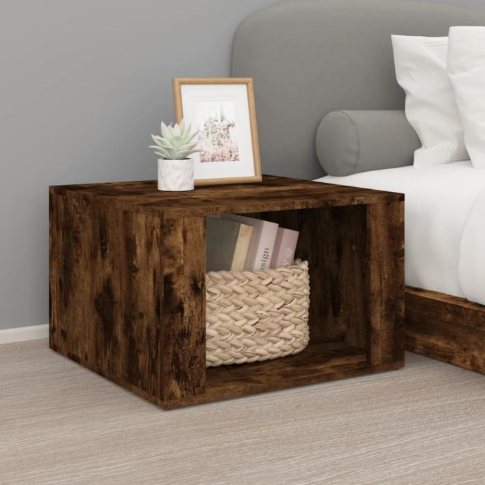Bedside Table - BERGAMO Nightstand Smoked Oak 57cm
