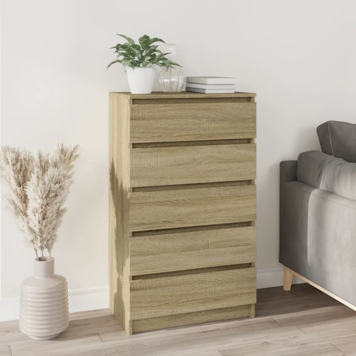 ARMAGH Oak Finish Chest of Drawers - Medium-sized, 5 Drawers