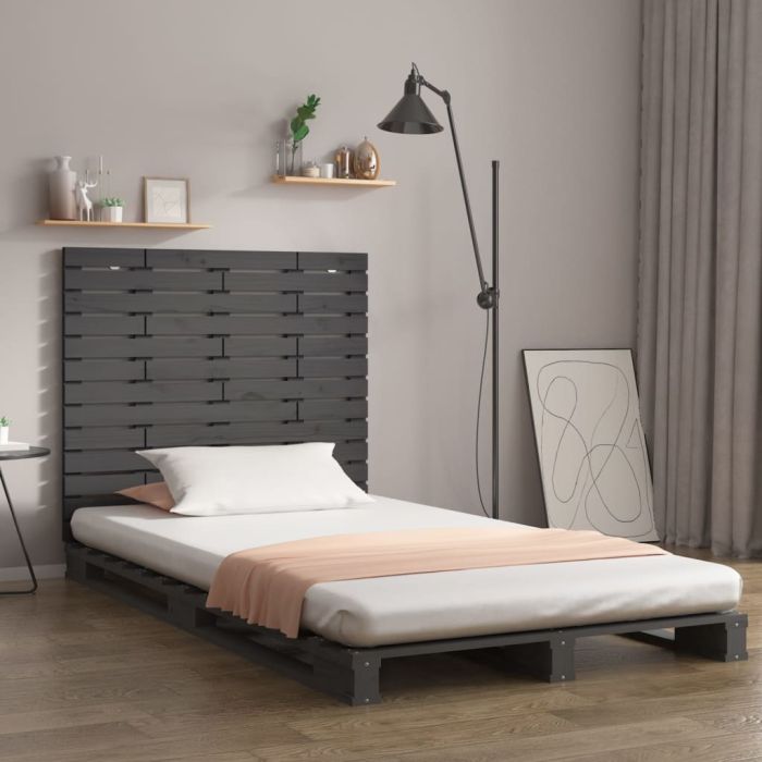 Wall Headboard Grey 146x3x91.5cm Solid Wood Pine