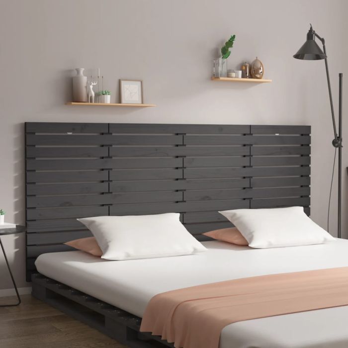 Wall Headboard Grey 156x3x91.5cm Solid Wood Pine