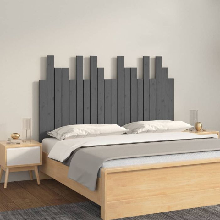 Wall Headboard Grey 127.5x3x80cm Solid Wood Pine