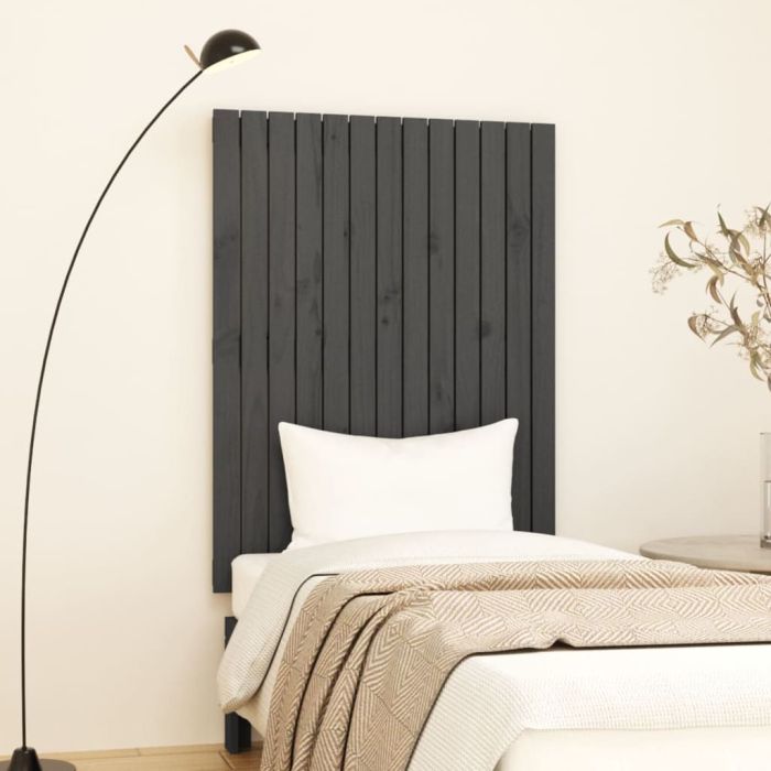 Wall Headboard Grey 82.5x3x110cm Solid Wood Pine