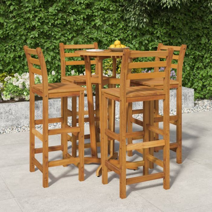 5 Piece Garden Dining Set Solid Wood Acacia