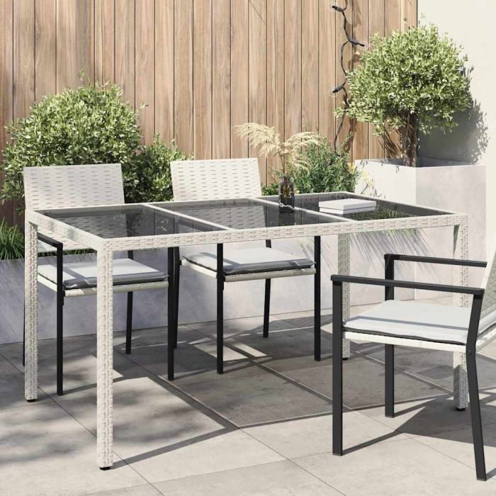 FRVBRO Garden Dining Table 150x90x75 cm Poly Rattan - White