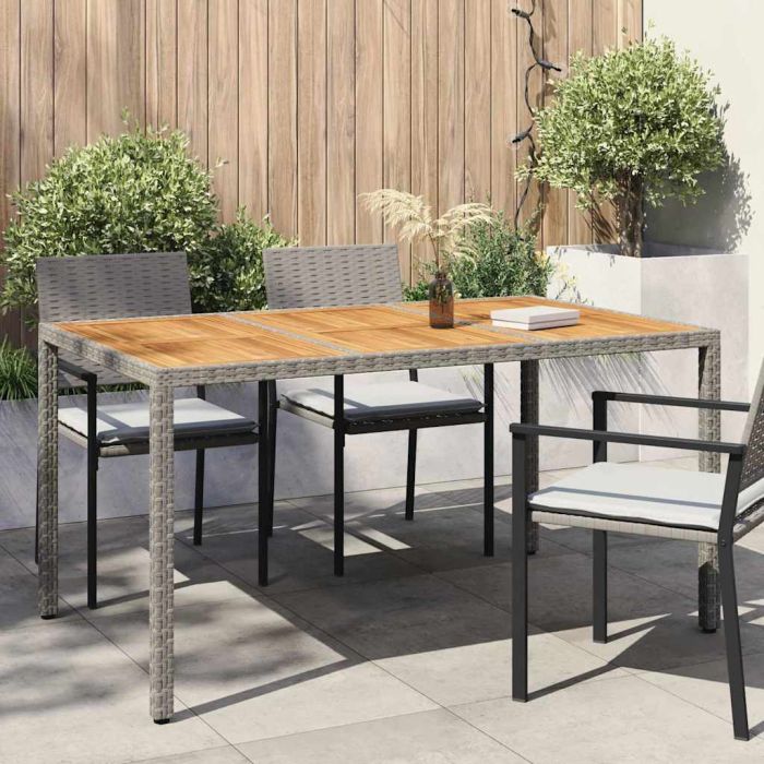 FRVBRO Garden Dining Table 150x90x75 cm Poly Rattan - Grey