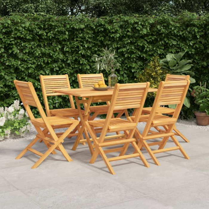 7 Pcs Garden Dining Set Solid Wood Teak