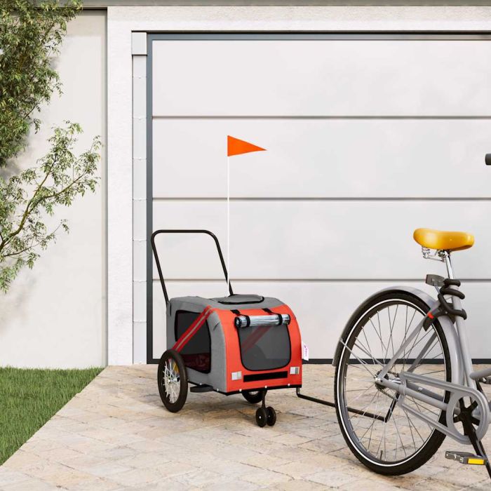 Pet Bike Trailer Orange and Grey Oxford Fabric and Iron