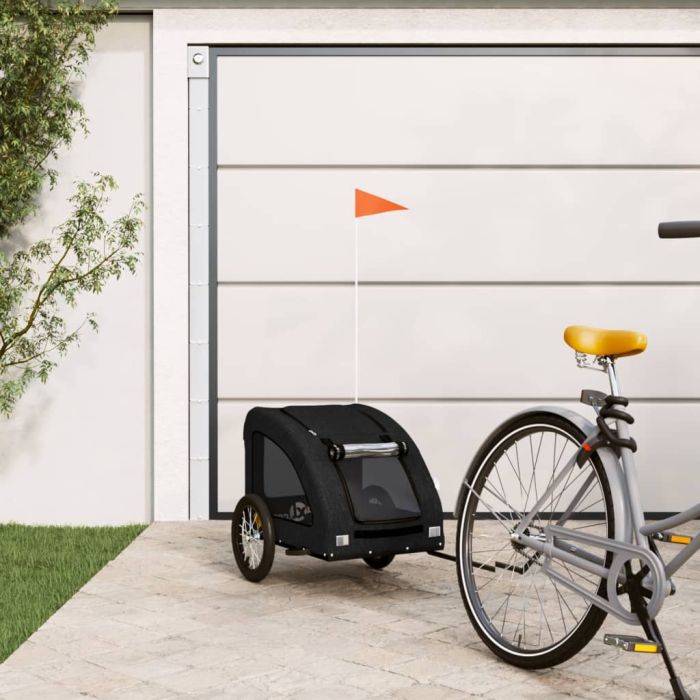 Pet Bike Trailer Black Oxford Fabric and Iron - vid-93961