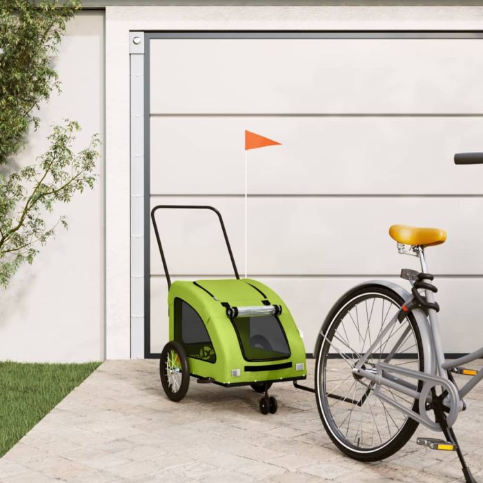Pet Bike Trailer Green Oxford Fabric and Iron - vid-93983