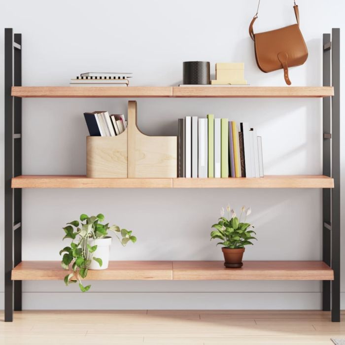 Wall Shelf Light Brown 140x40x4 cm Treated Solid Wood Oak