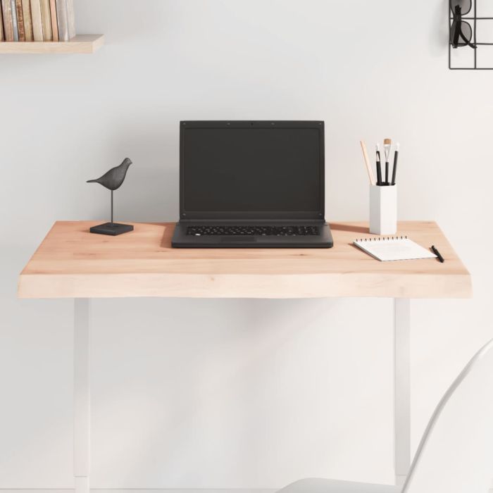 Table Top 80x40x6 cm Untreated Solid Wood Oak Live Edge