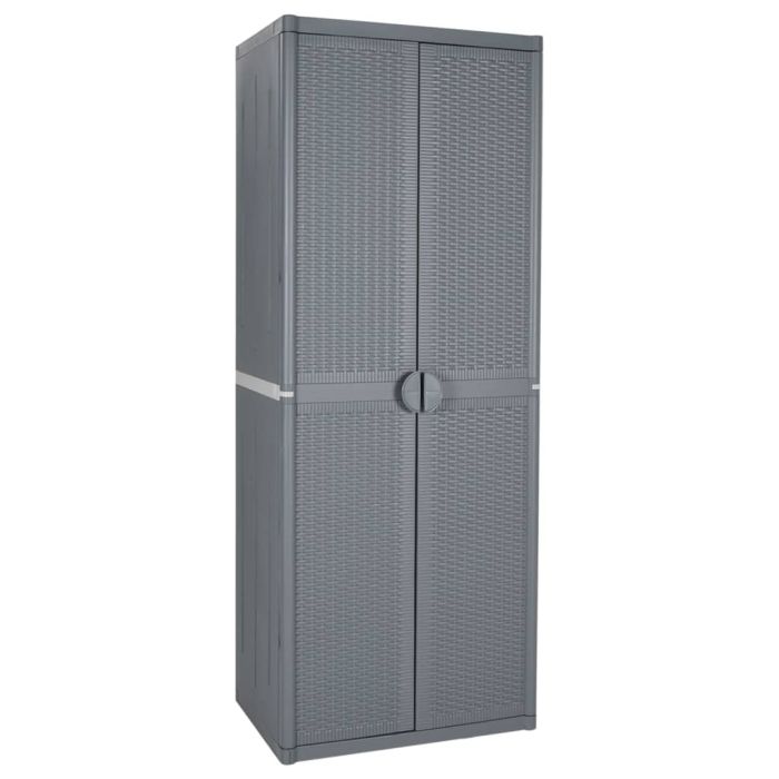 Garden Storage Cabinet Grey 65x45x172 cm PP Rattan