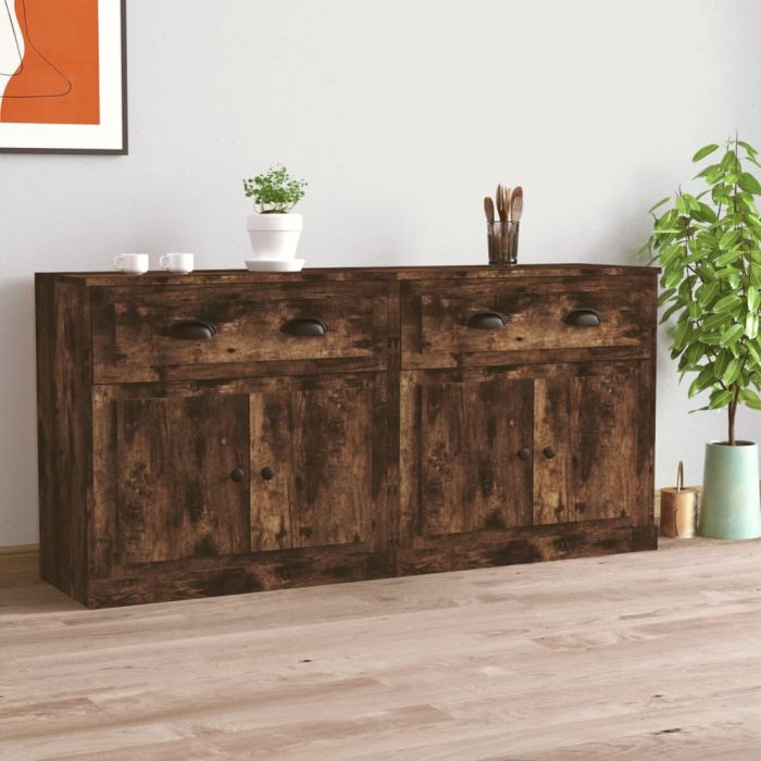 Sideboards 2 Pieces Smoked Oak Engineered Wood