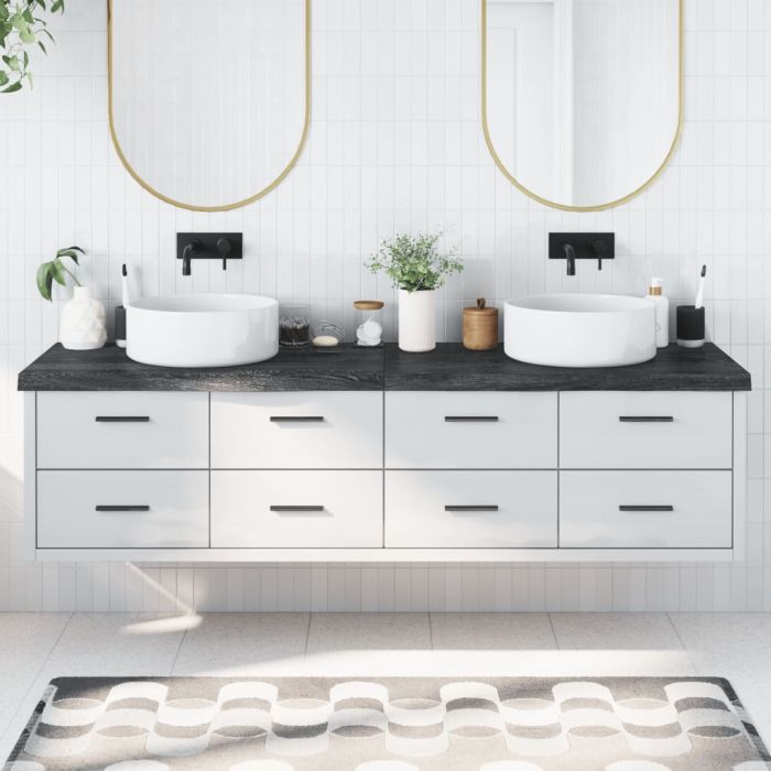 Bathroom Countertop Dark Grey 200x60x6cm Treated Solid Wood