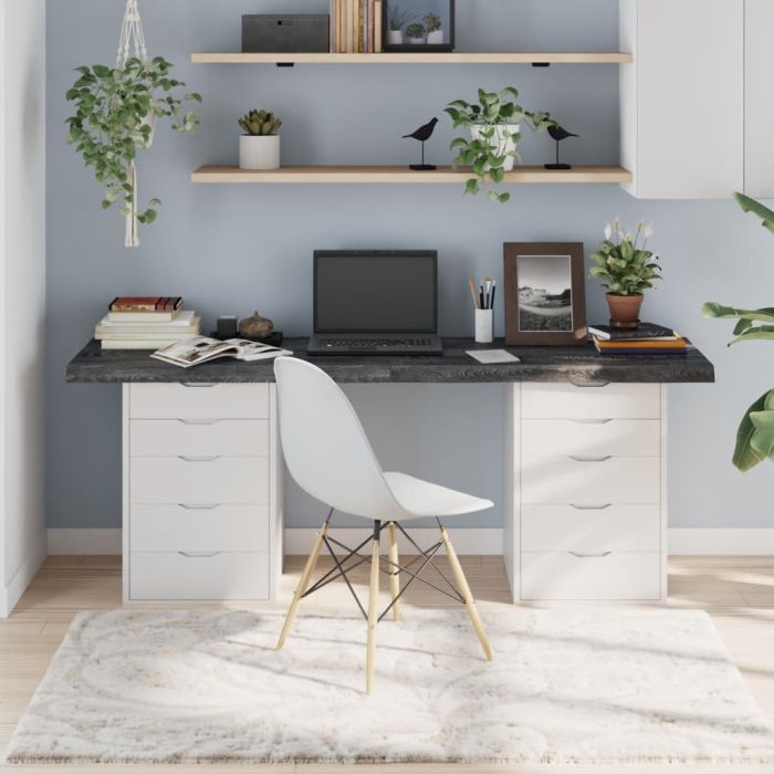 Table Top Dark Brown 180x60x(2-6) cm Treated Solid Wood Oak