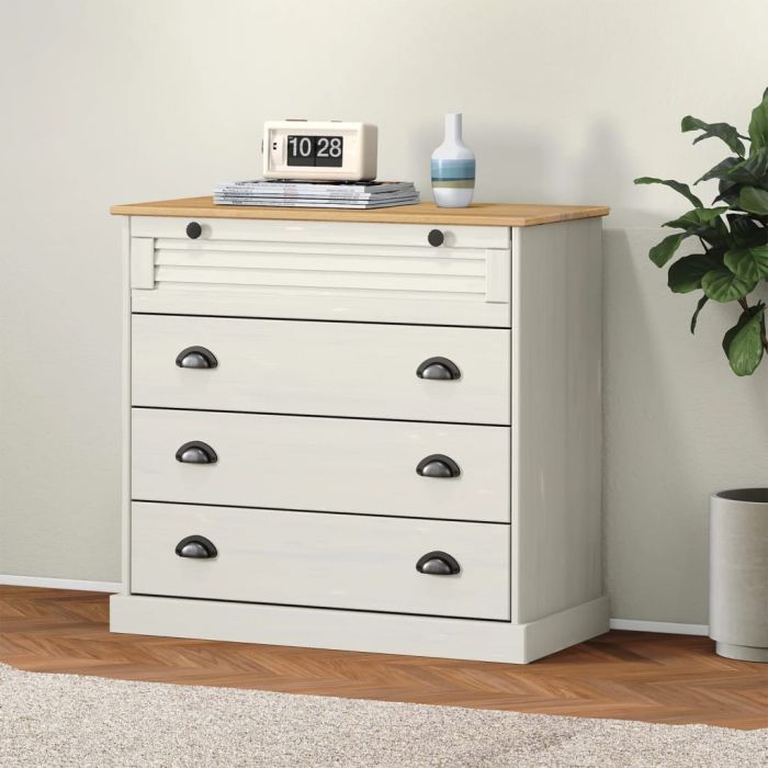 SIENNA White Chest of Drawers - Medium-sized, 4 Drawers