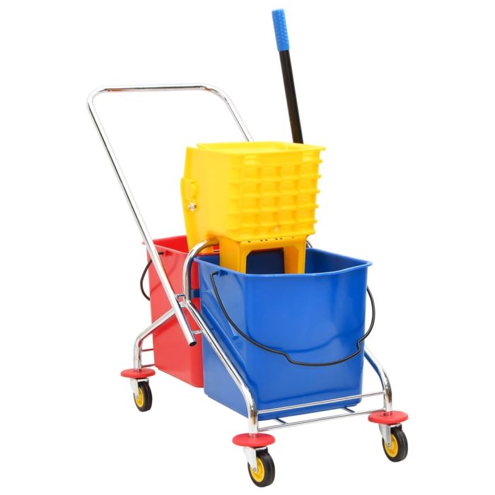 Cleaning Trolley with Buckets and Wringer PP&Chromed Steel