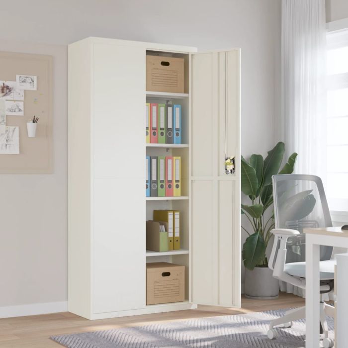 File Cabinet White 90x40x200 cm Steel