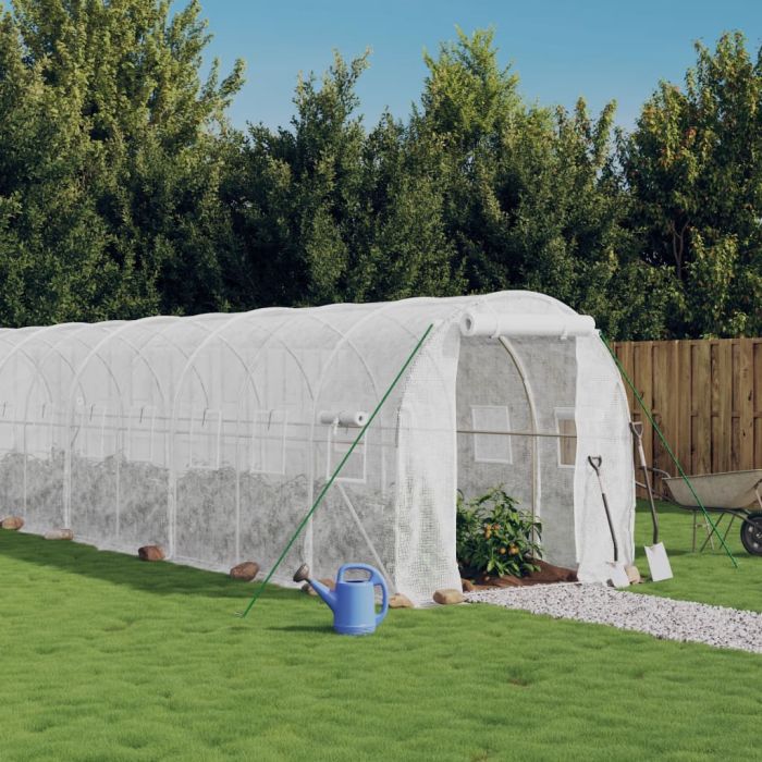 Greenhouse with Steel Frame White 32 m2 16x2x2 m