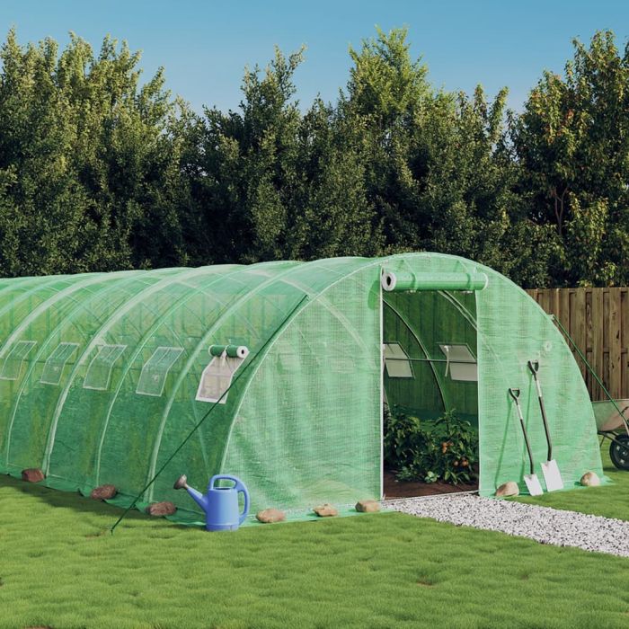HIAHAL Greenhouse with Frame 56 sqm 14x4x2 m Steel - Green