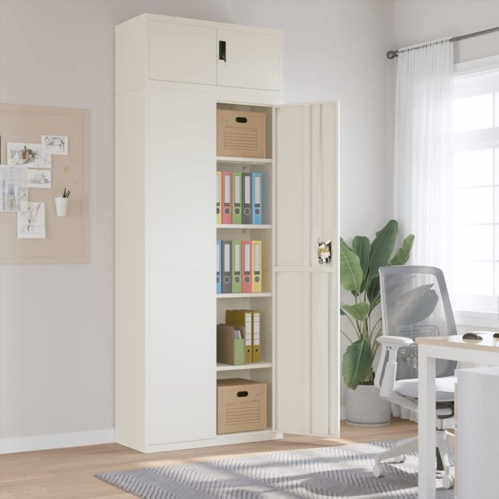 File Cabinet White 90x40x240 cm Steel