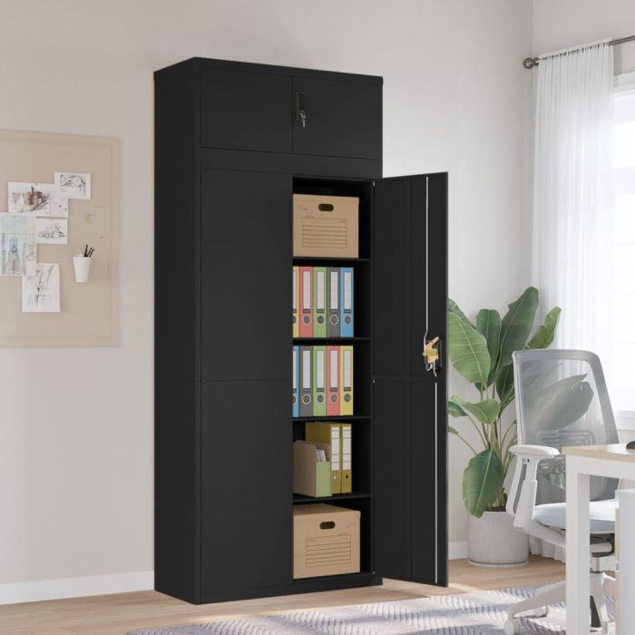 File Cabinet Black 90x40x220 cm Steel