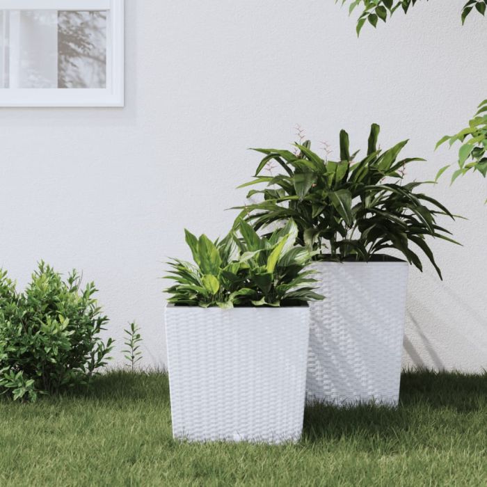 Planter with Removable Inner White 21 / 32 L PP Rattan