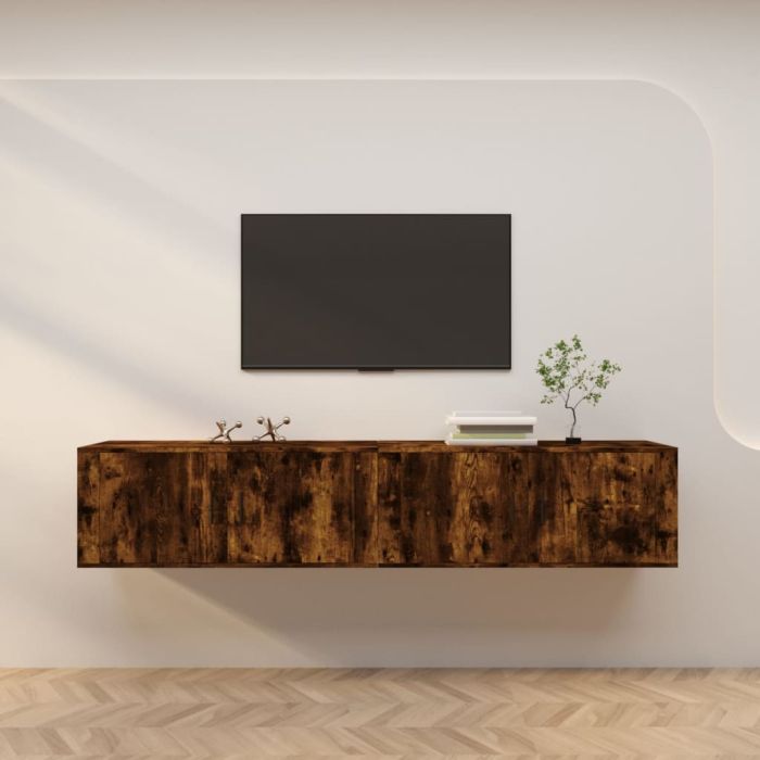 Wall-mounted TV Cabinets 2 Pieces Smoked Oak 100x34.5x40 cm