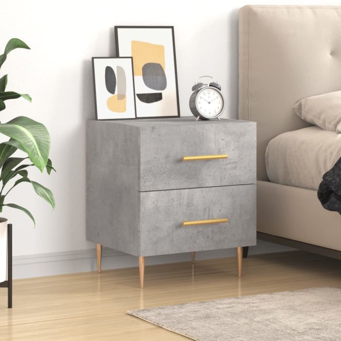 Bedside Cabinet Concrete Grey 40x35x47.5 cm Engineered Wood