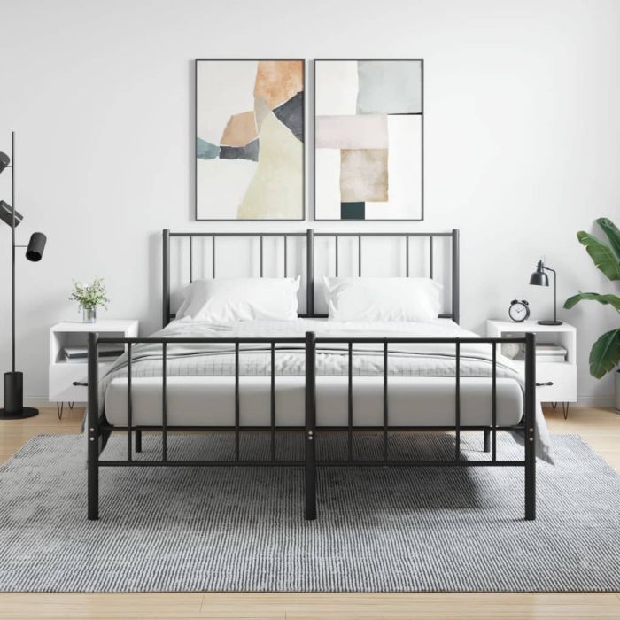 Bedside Table - ROGERS Glen 2 Piece Nightstand White 40cm