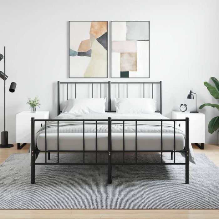 Bedside Table - MANNING Lou 2 Piece Nightstand High Gloss White 40cm