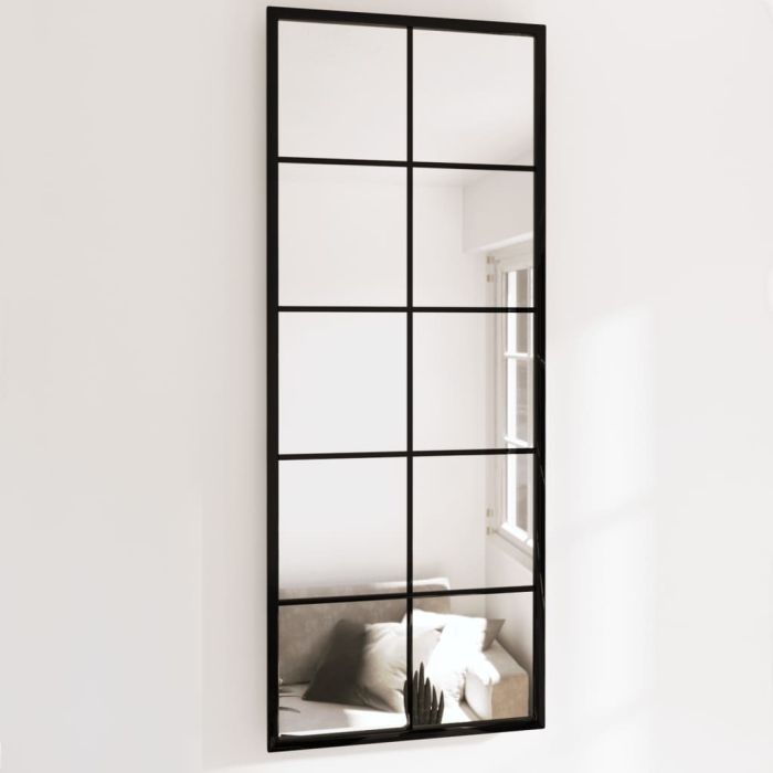 Wall Mirrors 2 Pcs Black 100x40cm Metal