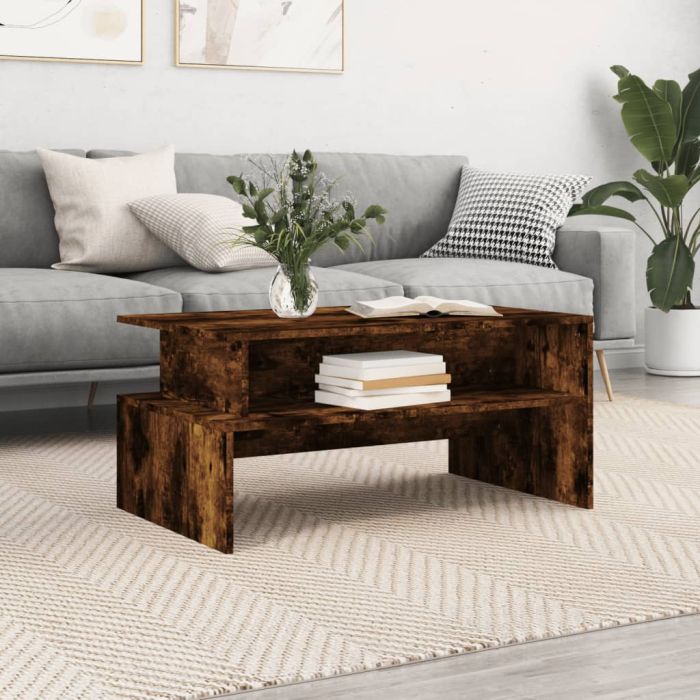 Coffee Table Smoked Oak 90x55x42.5 cm Engineered Wood