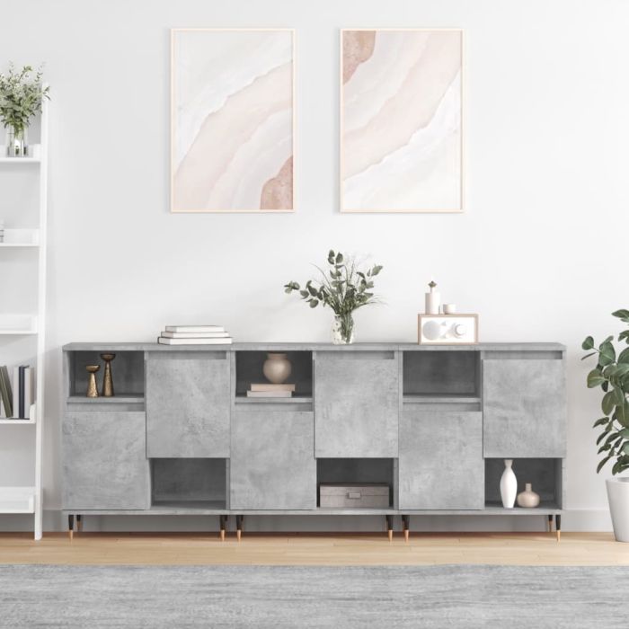 Sideboards 3 Pieces Concrete Grey Engineered Wood