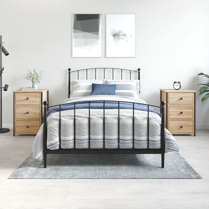 Bedside Table - MANTOVA 2 Piece Nightstand Sonoma Oak 40cm