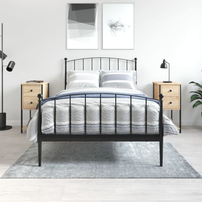 Bedside Table - RIDLEY 2 Piece Nightstand Sonoma Oak 32cm