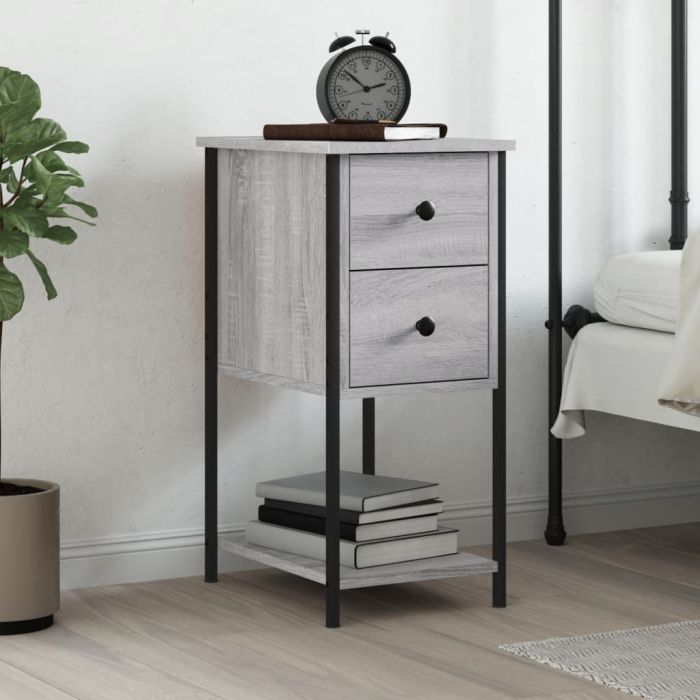 Bedside Table - RIDLEY Nightstand Grey Sonoma 32cm