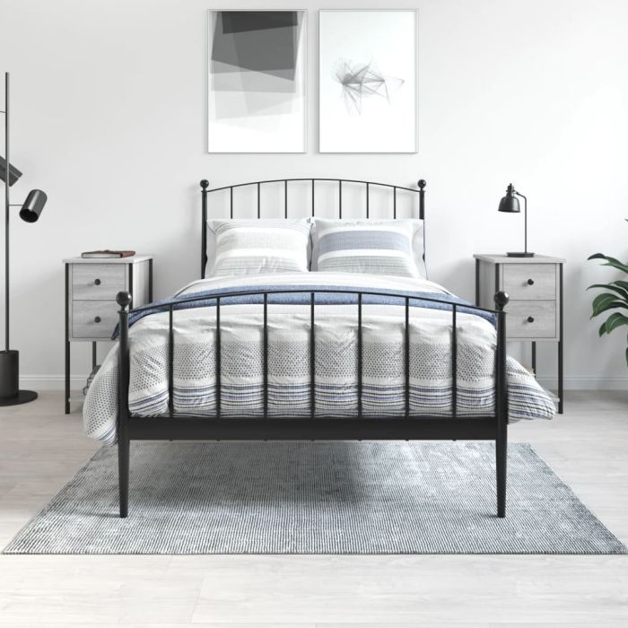 Bedside Table - RIDLEY 2 Piece Nightstand Grey Sonoma 32cm