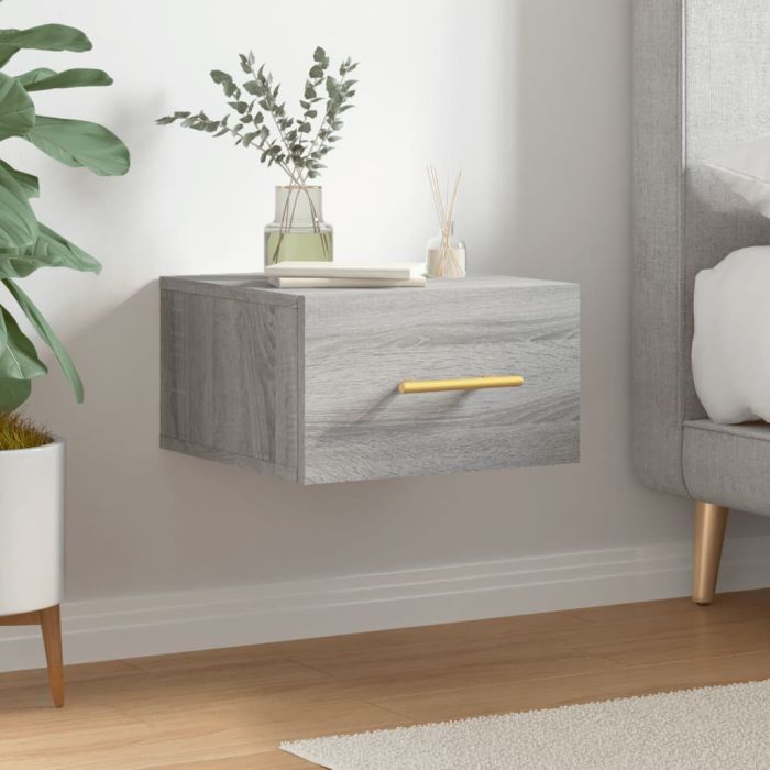 Bedside Table - MERLIN Seb Nightstand Grey Sonoma 35cm