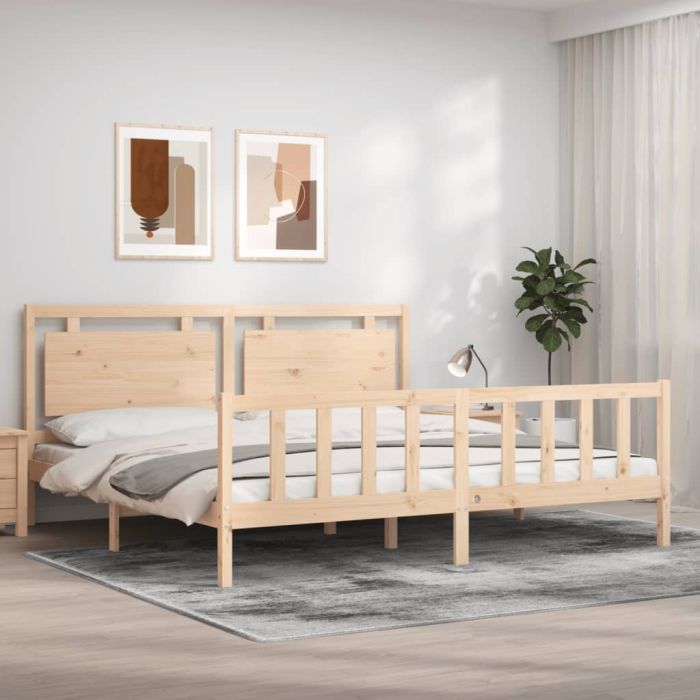 Bed Frame with Headboard 180x200 cm Super King Solid Wood