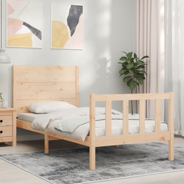 Bed Frame with Headboard 90x200 cm Solid Wood